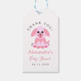 Baby Girl Shower Puppy Roze op maat Cadeaulabel