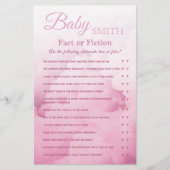 Baby Girl Shower Quiz Fact of Fiction Trivia game (Voorkant)