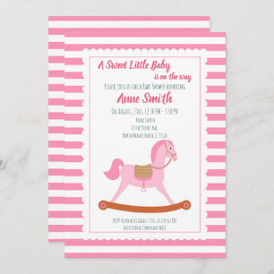 Baby girl Shower rocpaard Invitation Kaart