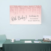 Baby Girl Shower Roze Glitter Welkom Spandoek (Beurs)