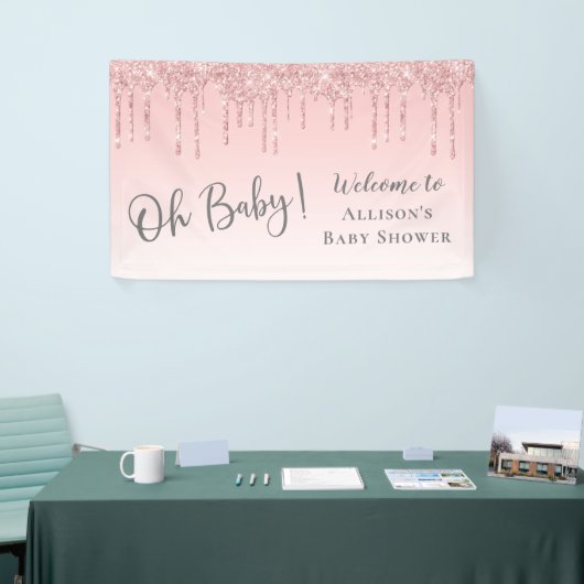 Baby Girl Shower Roze Glitter Welkom Spandoek (Beurs)
