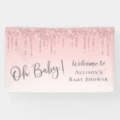 Baby Girl Shower Roze Glitter Welkom Spandoek (Horizontaal)