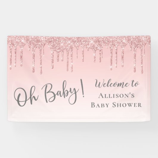 Baby Girl Shower Roze Glitter Welkom Spandoek (Horizontaal)