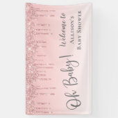 Baby Girl Shower Roze Glitter Welkom Spandoek (Verticaal)