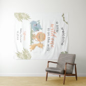 Baby Girl Shower Safari Animals Backdrop Sign Wandkleed (In Situ (horizontaal))