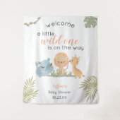 Baby Girl Shower Safari Animals Backdrop Sign Wandkleed (Voorkant)