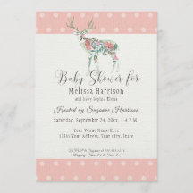 Baby Girl Shower Simple Moderne Roos Deer Antlers