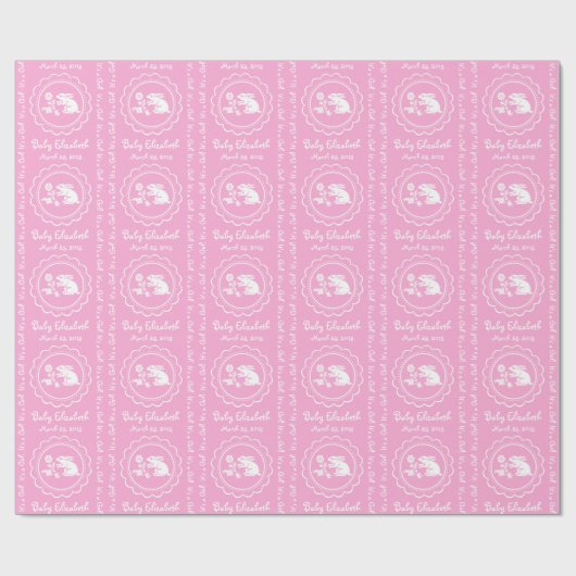 Baby Girl Shower Sip en See Bunny Rabbit Cadeaupapier (Vlak)