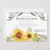 Baby Girl Shower Sunflower Eucalyptus Leaf Foliage Kaart (Voorkant)