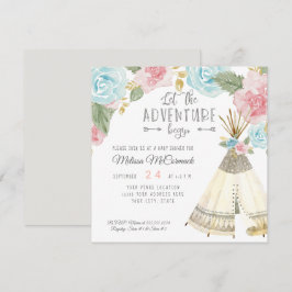 Baby Girl Shower Teepee Grey Adventure Begin Arrow Kaart