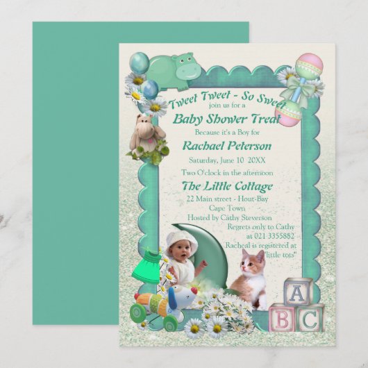 Baby Girl Shower Tweets Uitnodiging (Voorkant / Achterkant)