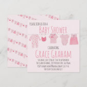 Baby Girl Shower-uitnodiging Clothes on line Kaart (Voorkant / Achterkant)