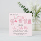 Baby Girl Shower-uitnodiging Clothes on line Kaart (Staand voorkant)