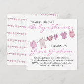 Baby Girl Shower-uitnodiging Clothes on line Kaart (Voorkant / Achterkant)