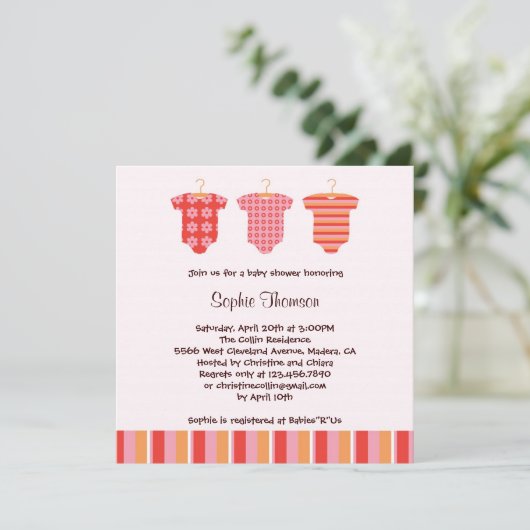 Baby Girl Shower-uitnodiging Kaart (Staand voorkant)