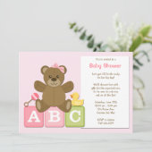 Baby Girl Shower-uitnodiging Kaart (Staand voorkant)