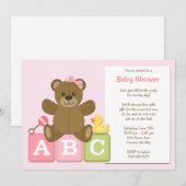 Baby Girl Shower-uitnodiging Kaart (Voorkant / Achterkant)