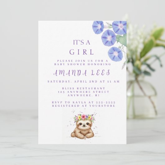 Baby Girl Shower-uitnodiging Kaart (Staand voorkant)