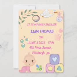 Baby Girl Shower-uitnodiging Kaart