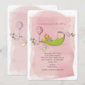 Baby Girl Shower-uitnodiging Kaart (Voorkant / Achterkant)