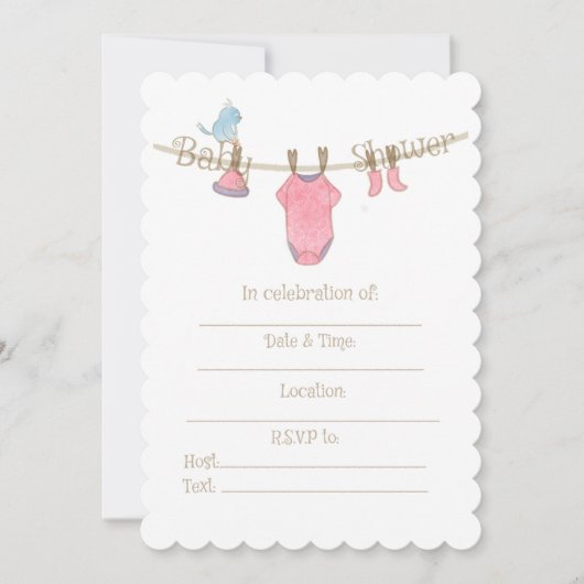 Baby Girl Shower-uitnodiging Kaart (Voorkant)