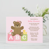 Baby Girl Shower-uitnodiging Kaart (Staand voorkant)