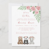 Baby Girl Shower-uitnodiging Kaart (Voorkant)