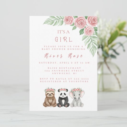Baby Girl Shower-uitnodiging Kaart (Staand voorkant)