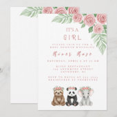 Baby Girl Shower-uitnodiging Kaart (Voorkant / Achterkant)