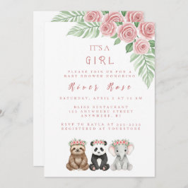 Baby Girl Shower-uitnodiging Kaart