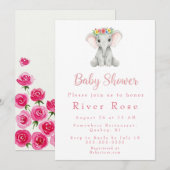 Baby Girl Shower-uitnodiging Kaart (Voorkant / Achterkant)