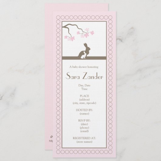 Baby Girl Shower-uitnodiging Kaart (Voorkant / Achterkant)