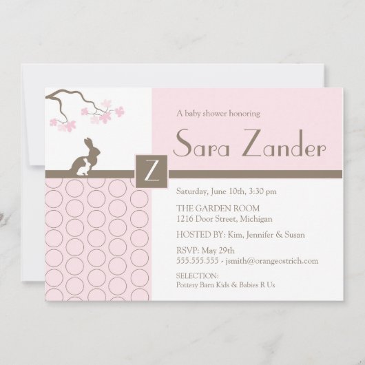 Baby Girl Shower-uitnodiging Kaart (Voorkant)