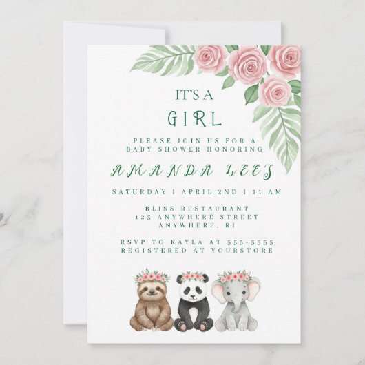 Baby Girl Shower-uitnodiging Kaart (Voorkant)