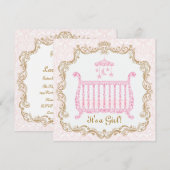 Baby Girl Shower-uitnodiging Kaart (Voorkant / Achterkant)