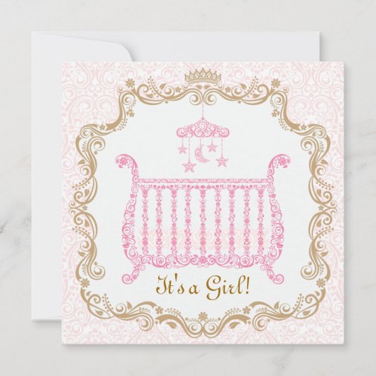 Baby Girl Shower-uitnodiging Kaart (Voorkant)