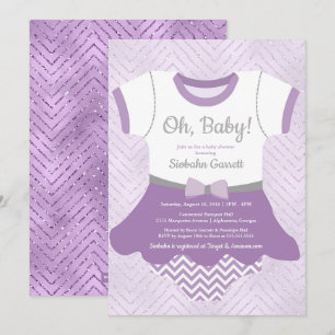 Baby girl Shower-uitnodiging, paarse lavender-glit Kaart