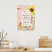 Baby GIRL Shower Welkom Pomkin N Sunflower Blush Poster (Keuken)