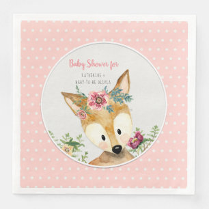 Baby Girl Shower Woodland Animal Boho Deer Flowers Servet