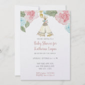 Baby Girl Shower Woodland Animal Floral Waterverf Kaart (Voorkant)