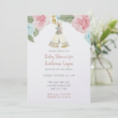 Baby Girl Shower Woodland Animal Floral Waterverf Kaart (Staand voorkant)