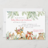 Baby Girl Shower Woodland Animals Boho Deer in Fox Kaart (Voorkant)