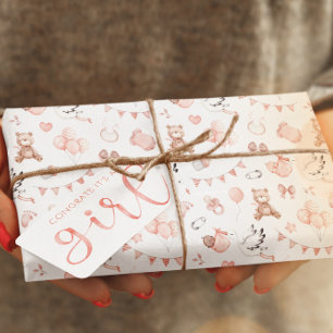 Baby Girl Shower Wrapping Paper Cadeaupapier