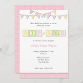 Baby Girl Sip en zie Uitnodiging (Voorkant / Achterkant)