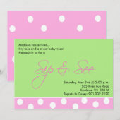 Baby Girl Sip en Zie Uitnodigingen (Voorkant / Achterkant)