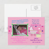 Baby Girl Sip & See Douche Briefkaart (Voorkant / Achterkant)