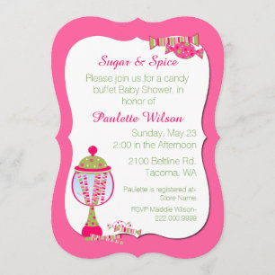 Baby Girl Snoep Buffet Shower Kaart