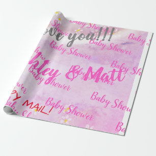 Baby Girl Soft Daisies Pink Waterverf Baby shower Cadeaupapier