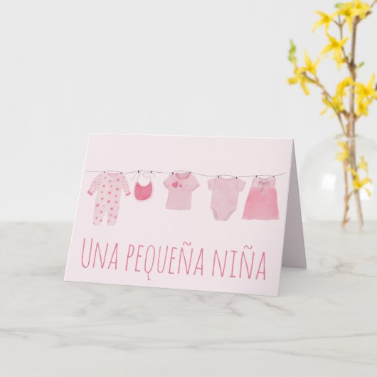 Baby Girl Spaanse felicitaties Kaart (Gele Bloem)