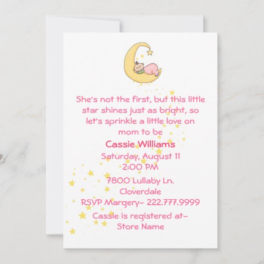 Baby Girl Sprinkle Shower Uitnodiging (Voorkant)